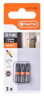 Embout de vissage Impact Torx T30 x L25 mm Chantier par 3