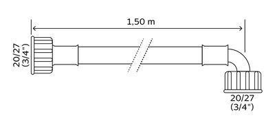 Tuyau d'alimentation machine à laver et lave-vaisselle sortie coudée 2.5m femelle femelle 20/27 SOMATHERM