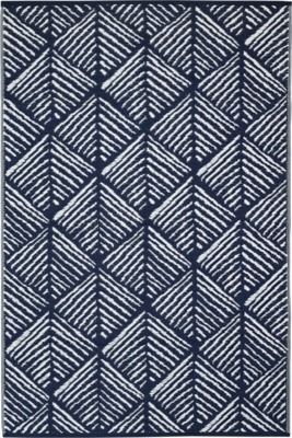 TAPIS 160 X 240 cm bleu blanc LOSANGES TRAITS JARDILINE