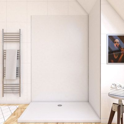 Panneau mural de douche aluminium blanc 120 x 210 cm AURLANE