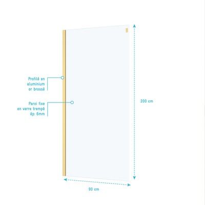 Paroi de retour Rolling or brossé 90 x 200 cm AURLANE