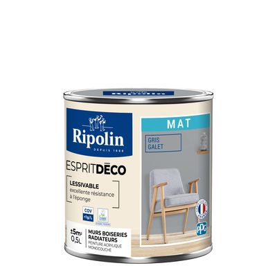 Peinture Intérieure Couleur - Mat - 0,5L - Gris Galet - RIPOLIN