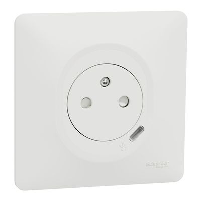 Prise 2 pôles + terre avec charge USB-C affleurante 16A blanc - Ovalis SCHNEIDER ELECTRIC