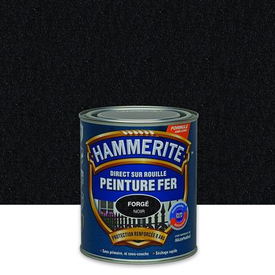 Peinture fer extérieur direct sur rouille finition fer forgé noir 750 ml HAMMERITE