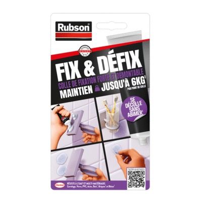 COLLE DE FIXATION FIX & DEFIX TRANSPARENT 44G RUBSON