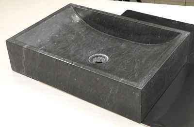 Vasque rectangulaire à poser en marbre noir L 500 x P 350 mm Quadrato IMSO CERAMICHE