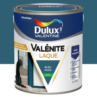 Peinture Boiseries Laque Acrylique Valénite Bleu Paon Satin 2 L - DULUX VALENTINE