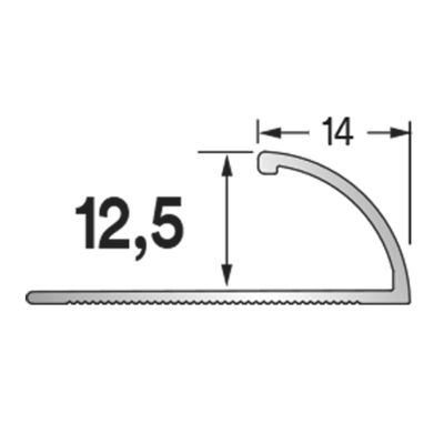 Quart de rond ouvert 12,5 mm aluminium anodisé naturel 2,50 m DINAC