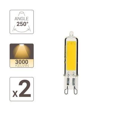 Lot de 2 ampoules LED G9 3,7W = 400 lumens blanc chaud - XANLITE