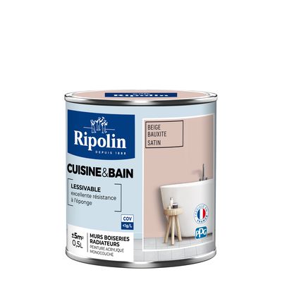 Peinture Cuisine et Salle de Bain-Satin-0,5L-Beige Bauxite - RIPOLIN