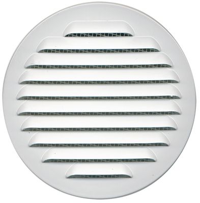 Grille d'aération ronde à persienne en aluminium blanc diamètre 80 mm AUTOGYRE