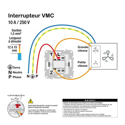 Interrupteur VMC 2 vitesses anthracite - Unica SCHNEIDER ELECTRIC