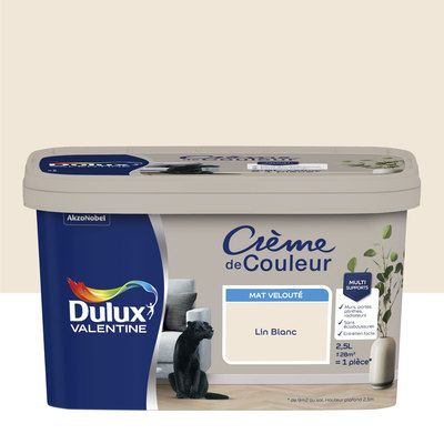 Peinture Crème de Couleur Lin Blanc mat 2,5 l - DULUX VALENTINE