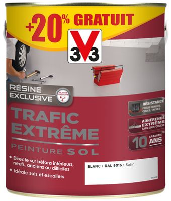 Peinture de sol trafic extrême blanc 2,5 l + 20% gratuit V33