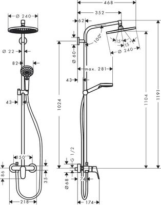 Colonne de douche Showerpipe Crometta S 240 HANSGROHE