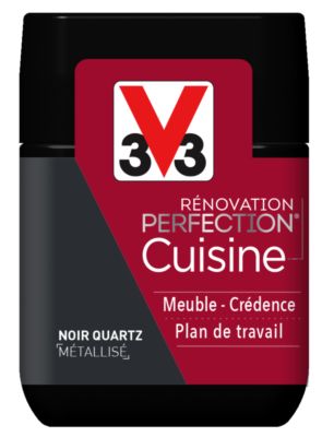 Peinture de rénovation cuisine finition satinée noir quartz métallisé 75 ml V33