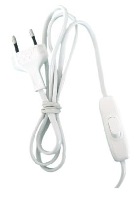 Cordon avec interrupteur et fiche 1m50 blanc pour lampe TIBELEC