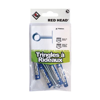 Kit de fixation tringles à rideaux RED HEAD