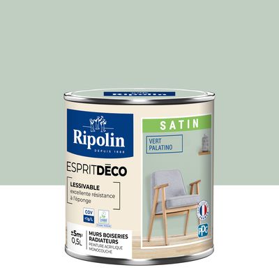 Peinture Intérieure Couleur - Satin - 0,5L - Vert Palatino - RIPOLIN