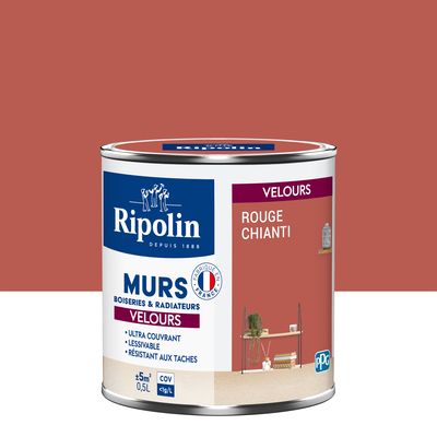 Peinture Velours Mur Boiserie Radiateur-0,5L-Rouge Chianti - RIPOLIN