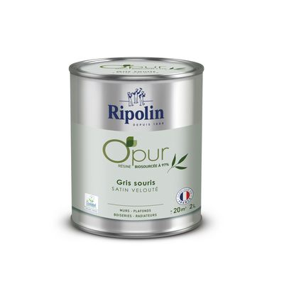 Peinture O'PUR Satin GRIS SOURIS 2L - RIPOLIN