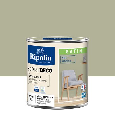 Peinture Intérieure Couleur - Satin - 0,5L - Vert Gaspésie - RIPOLIN