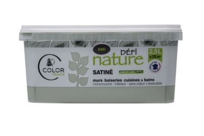 Peinture naturelle murale Kaki satin 2,5 l - DEFI NATURE