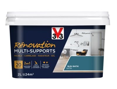 Peinture de rénovation multisupports finition satinée bleu batik 2 l V33