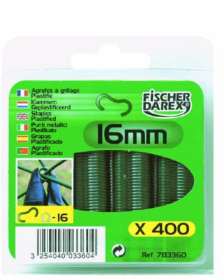 Agrafes à grillage plastifiées vert 16 mm par 400 FISCHER DAREX