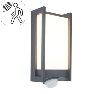 Applique extérieure avec détecteur QUBO Aluminium gris IP 54 blanc chaud 800 lumens - COREP