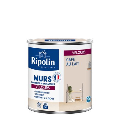 Ripolin - Peinture Velours Mur Boiserie Radiateur-0,5L-Café au Lait