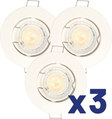 3 Spots encastrables QUARTZ LED fixe GU10 blanc 380 lumens 3000K ARLUX
