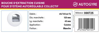 Bouche extraction cuisine 45/135 D125