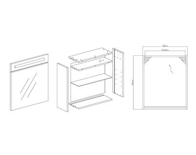 Armoire de toilette lumineuse LED 60 x 50 cm Giulia MP GLASS