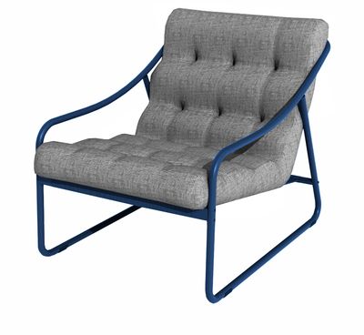 Fauteuil  de jardin relax Bord'eau aluminium bleu et coussin gris chiné ALIZE Livraison gratuite à domicile