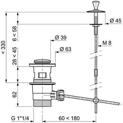 Bonde de lavabo à fermeture à tirette WIRQUIN