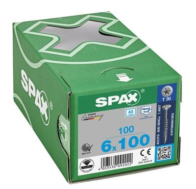 Vis inox tête fraisée T-star 6 x 120 mm par 100 SPAX