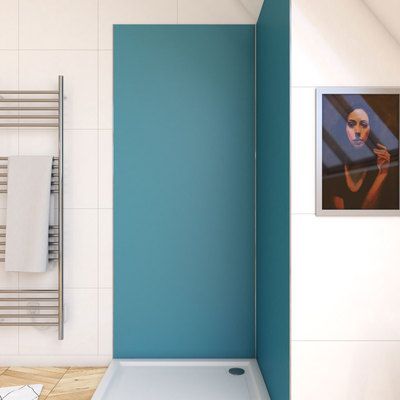 Panneau mural de douche aluminium bleu 90 x 210 cm AURLANE