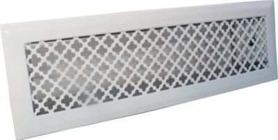 Grille de décompression blanche 195 x 60 mm avec pré-cadre pour hotte de cheminée DMO