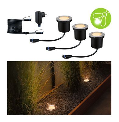 Spots encastrables extérieur LED blanc chaud IP67 3x4,5W 3x180 lumens 24V Kit de démarrage - Floor Plug & Shine PAULMANN