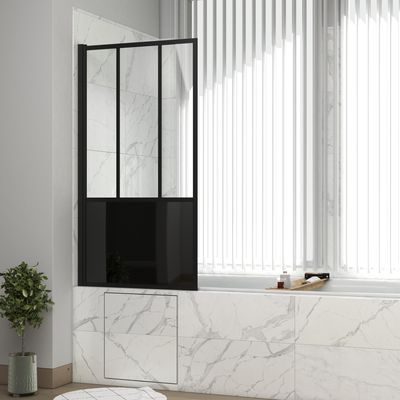 Pare-baignoire pivotant avec profilés noir mat 140 x 80 cm Indus AURLANE