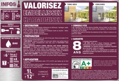 Lasure bois Haute Protection intérieure extérieure couleur cèdre blanchi 1 l V33