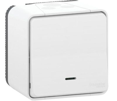 Interrupteur va-et-vient IP55 + témoin lumineux saillie blanc - Mureva Styl SCHNEIDER ELECTRIC