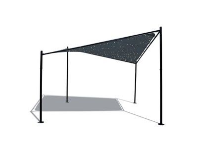 Tonnelle Belle de nuit avec voile LED gris anthracite 3,5 m x 3,5 m JARDILINE