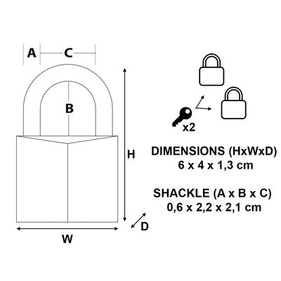 Cadenas à clés largeur 40 mm en laiton s'entrouvant par 2 MASTER LOCK