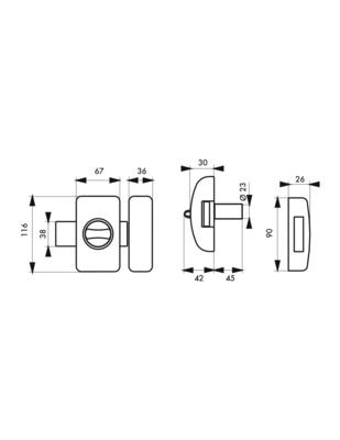 Verrou de porte d'entrée universel à bouton et cylindre 45 mm THIRARD