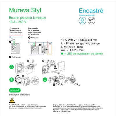 Poussoir étanche IP55 avec témoin lumineux encastré anthracite - Mureva Styl SCHNEIDER ELECTRIC