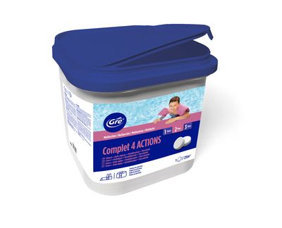 Traitement de piscine complet 4 actions en galet 250 gr 5 kg GRE