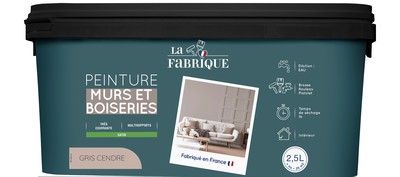 Peinture mur et boiserie Gris Cendré satin 2,5 l - LA FABRIQUE