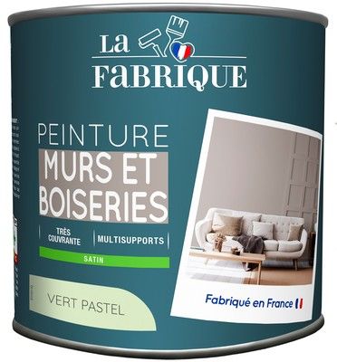 Peinture mur et boiserie Vert Pastel satin 500 ml - LA FABRIQUE